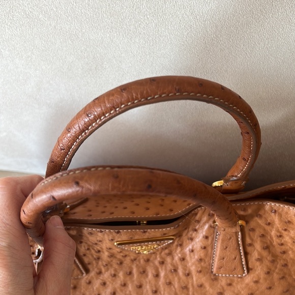 Prada Ostrich Cognac Tote Bag - Picture 7 of 14